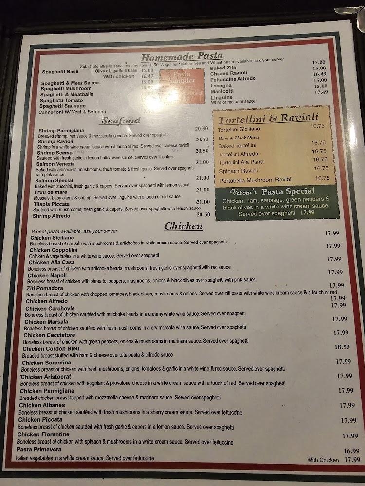 Vetoni's Italian Restaurant Menu image 4